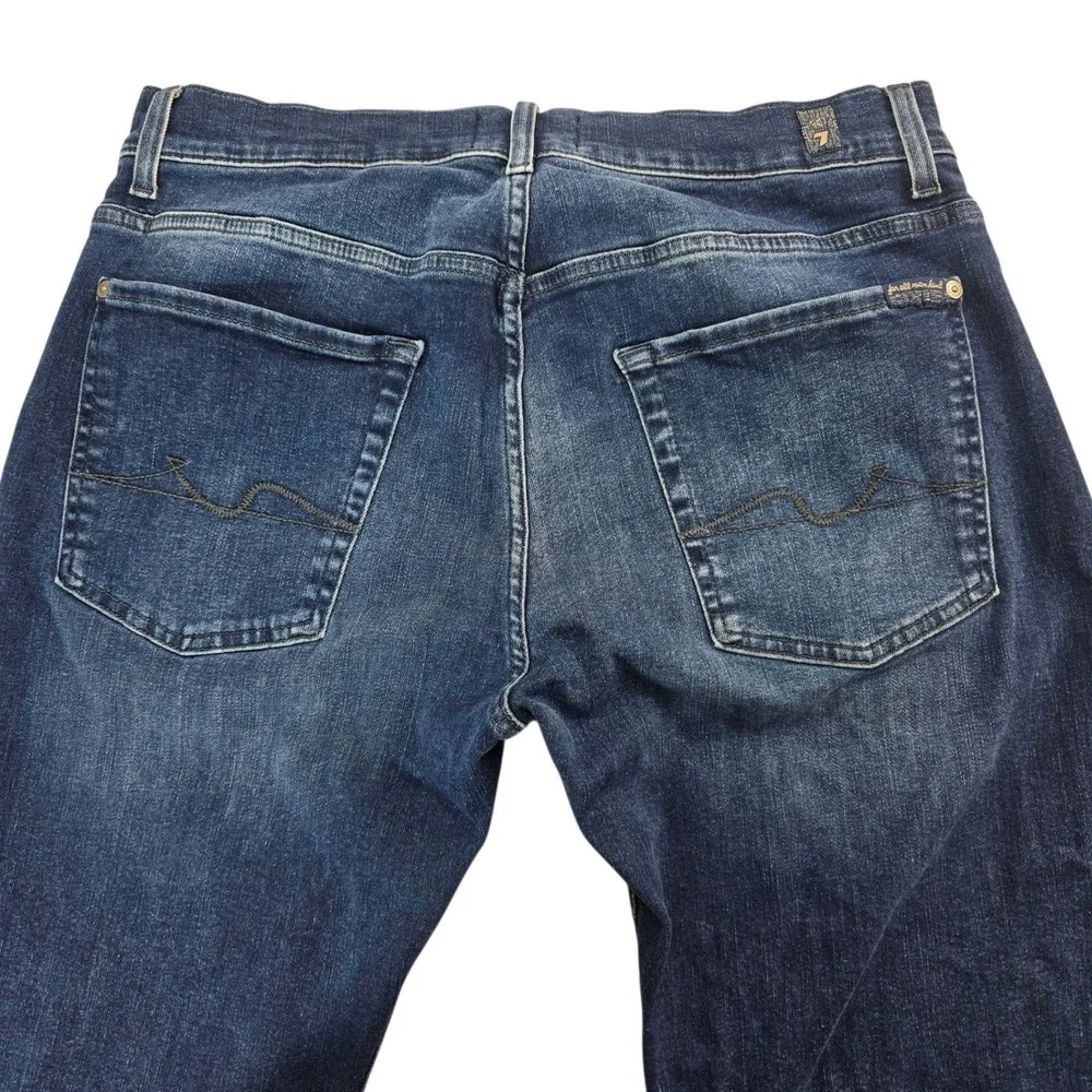 7 For All Mankind Austyn Squiggle Jeans Mens 32 Dark Lago Blue Straight Designer